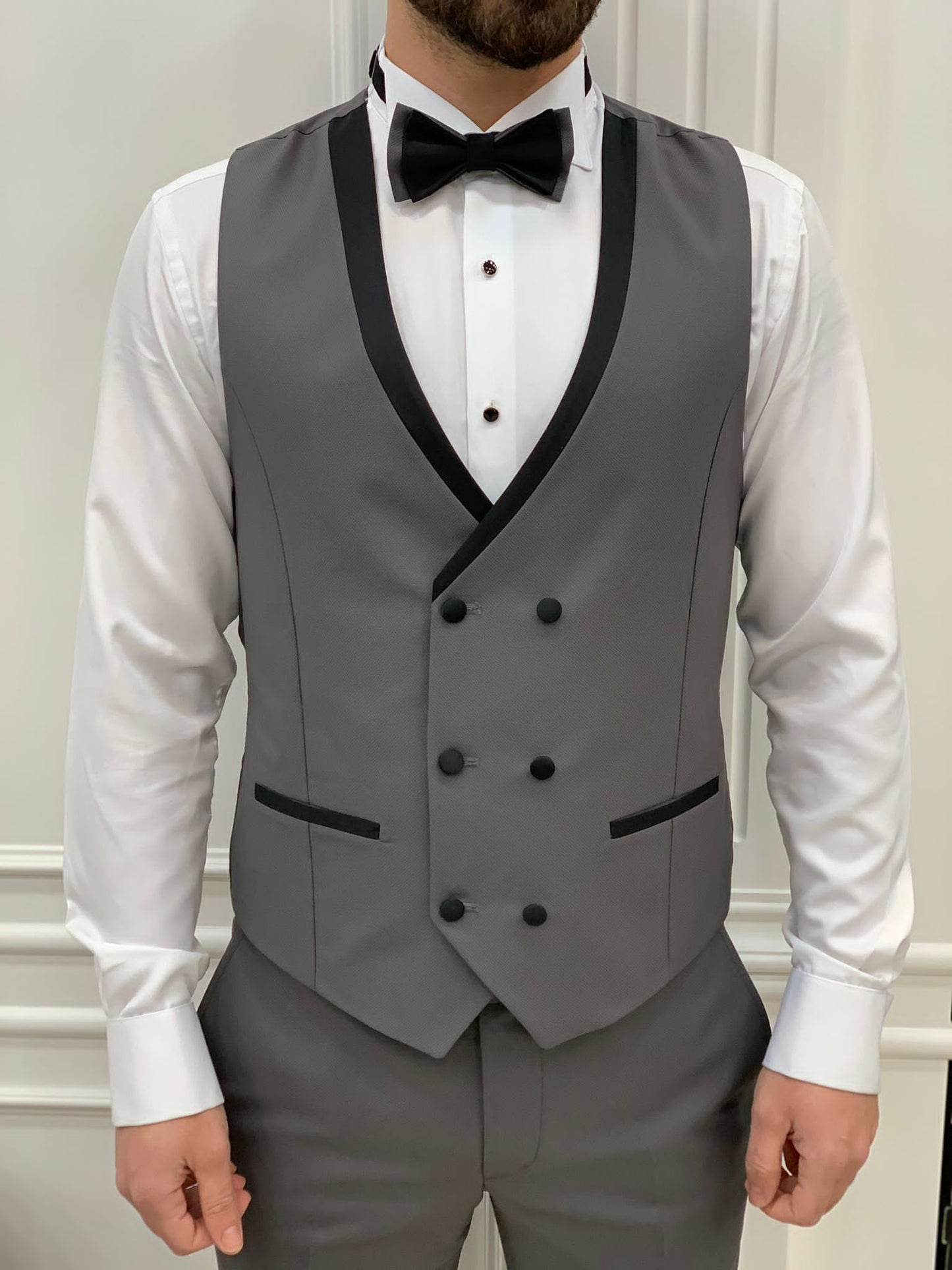Glendale Gray Slim Fit Peak Lapel Tuxedo