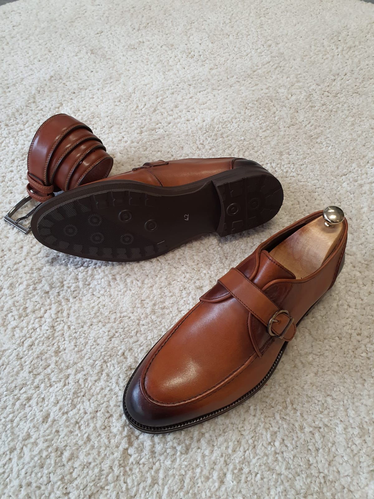 Antonio Tan Buckle Loafers - Premium Leather Comfort