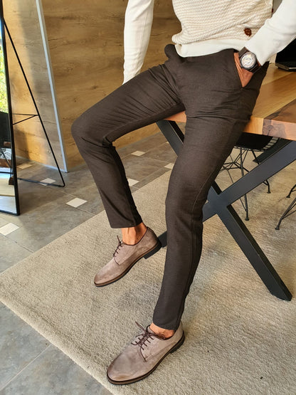 Stefano Brown Slim Fit Cotton Pants