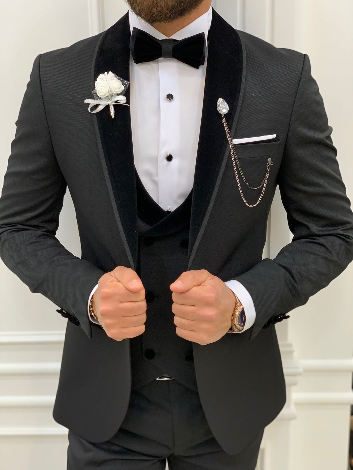 Wilson Black Velvet Shawl Lapel Tuxedo - Elevate Your Formal Attire