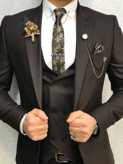 Lancaster Coffee Slim Fit Suit: Elegance Redefined brabion