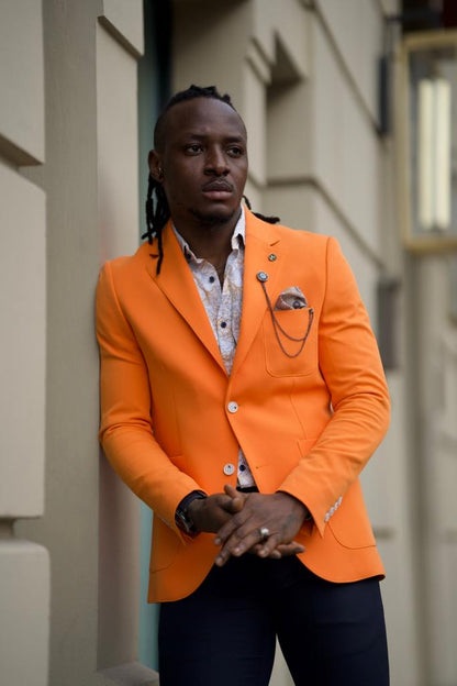 Sorento Orange Slim Fit Notch Lapel Blazer