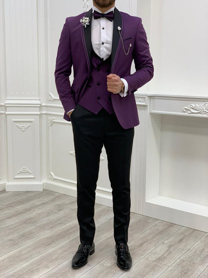 Napoli Purple Slim Fit Shawl Lapel Tuxedo