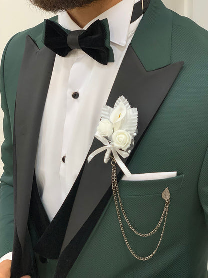 Infinite Green Slim Fit Velvet Peak Lapel Tuxedo