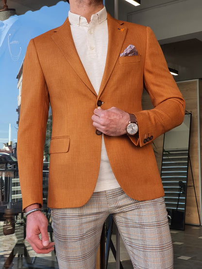 Montreal Brown Slim Fit Cotton Blazer