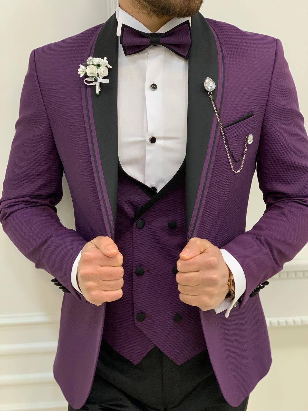 Napoli Purple Slim Fit Shawl Lapel Tuxedo