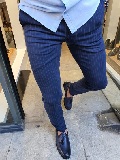 Oakland Indigo Slim Fit Pinstripe Pants