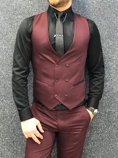 Lancaster Burgundy Slim Fit Suit - Timeless Elegance for Every Occasion brabion