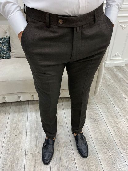 Bitter Coffee Italian Style Slim Fit Trousers