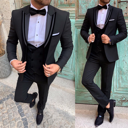 Stefano Black Slim Fit Shawl Lapel Tuxedo