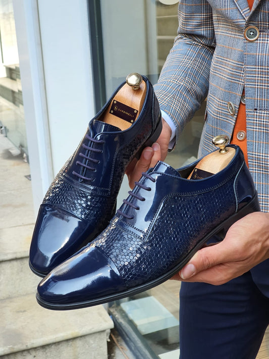 Henderson Navy Blue Wholecut Derbies