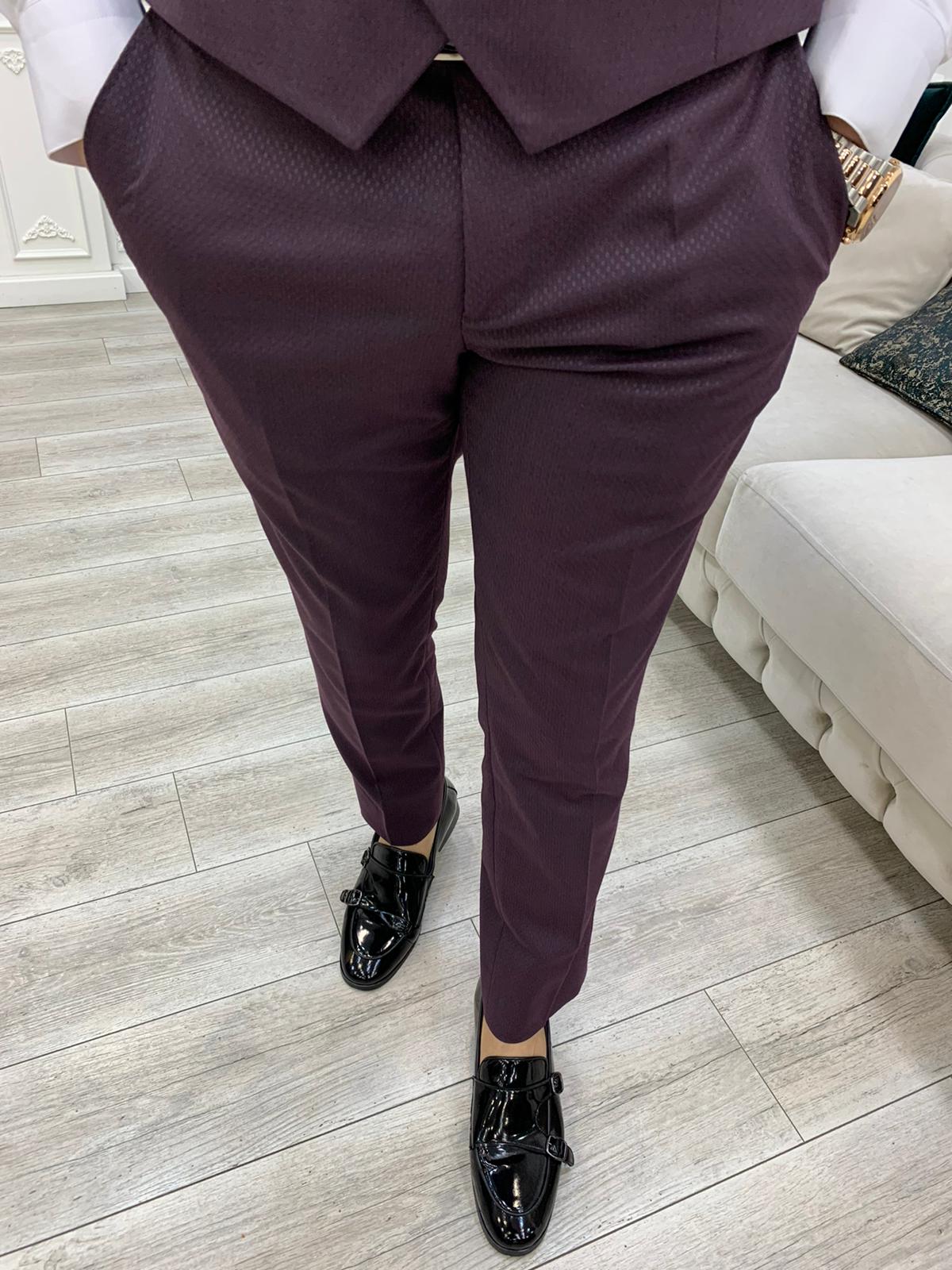 Avion Burgundy Slim Fit Shawl Lapel Tuxedo