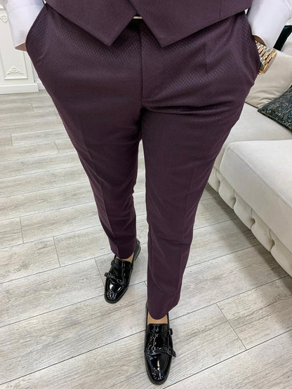 Avion Burgundy Slim Fit Shawl Lapel Tuxedo