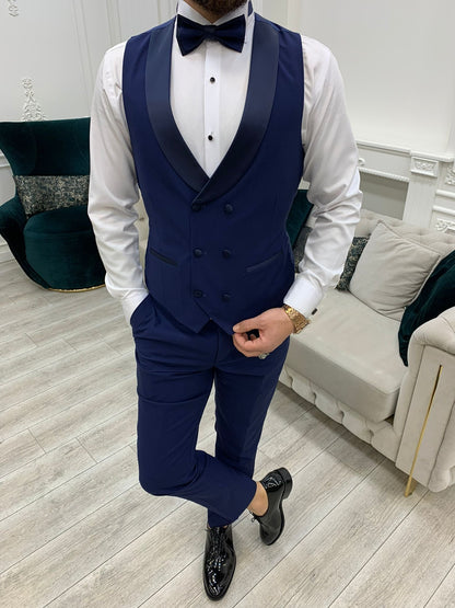Perris Navy Blue Slim Fit Tuxedo