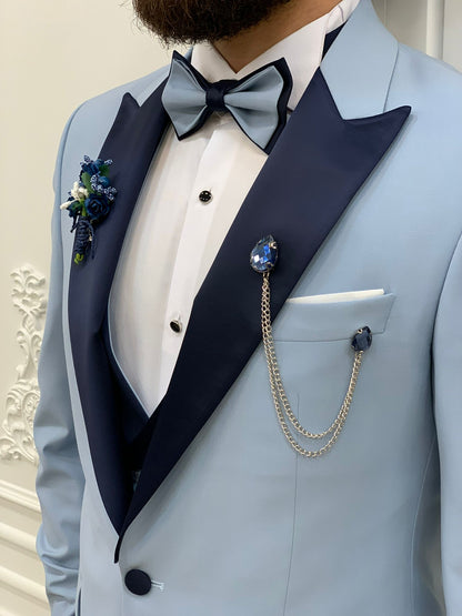 Perris Ice Blue Slim Fit Tuxedo