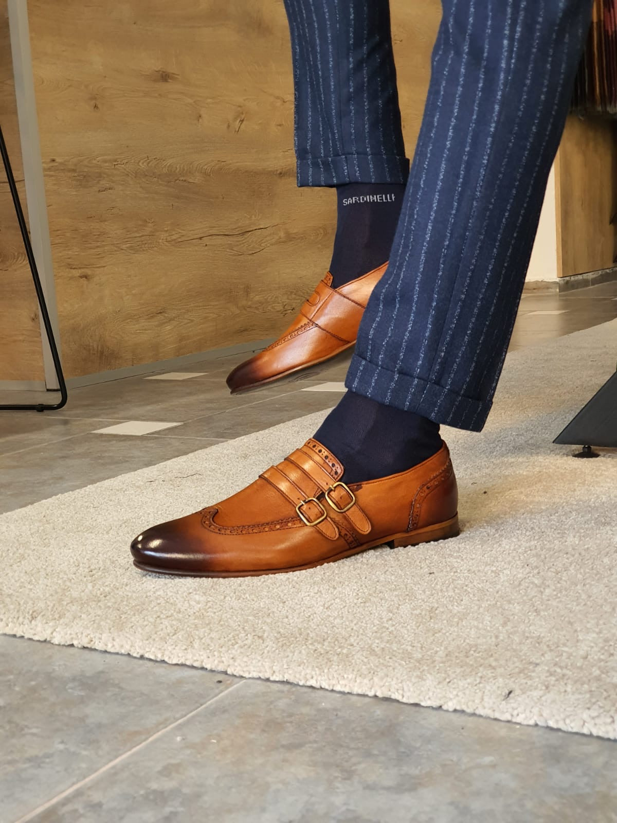 Stefano Tan Buckle Wingtip Loafers - Sophisticated Leather Footwear