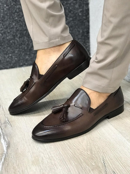 Tassel Leather Dark Brown Loafers – Sophisticated Footwear for Every Occasion