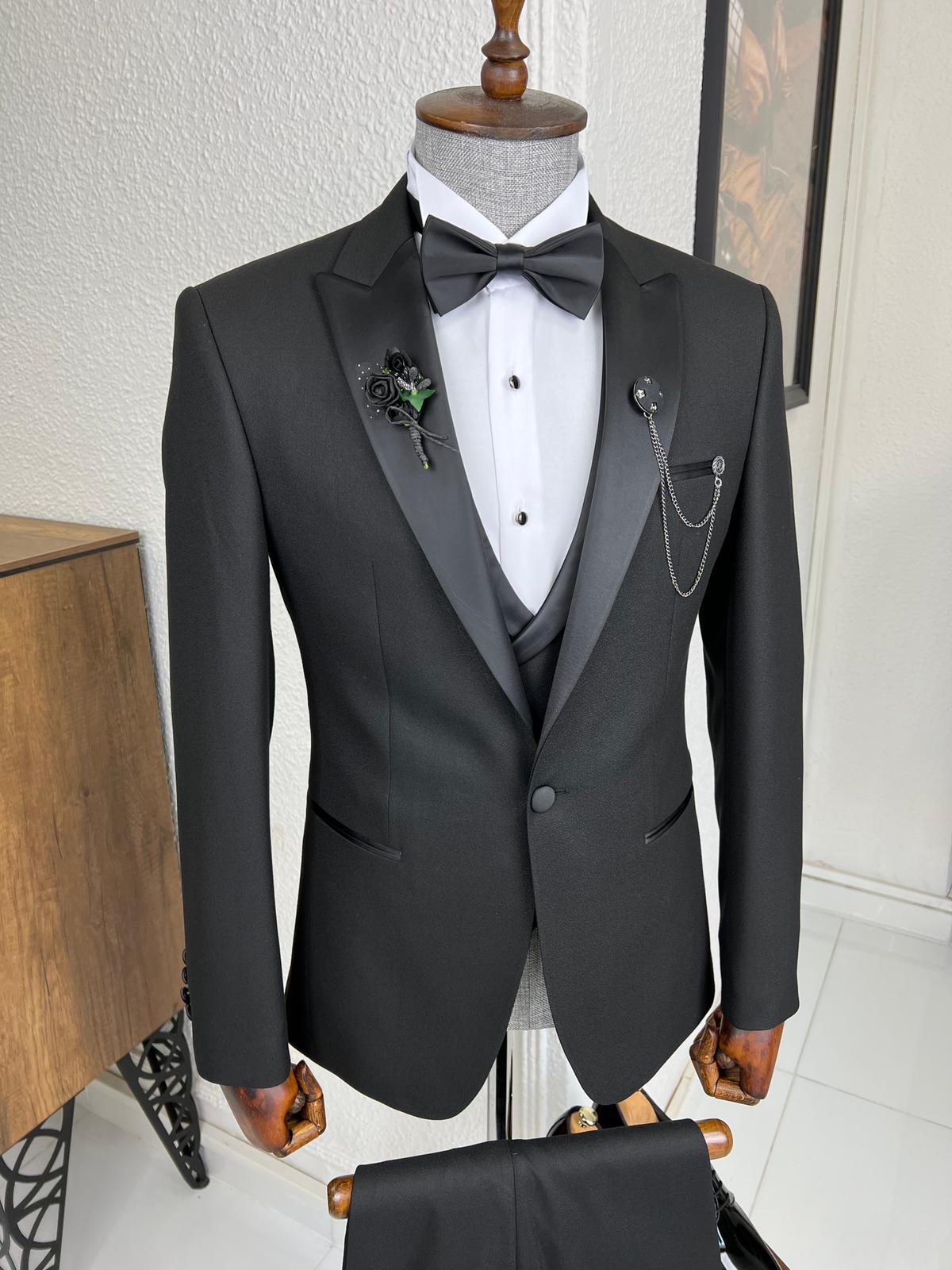 Veneta Slim Fit Dovetail Collared Black Tuxedo
