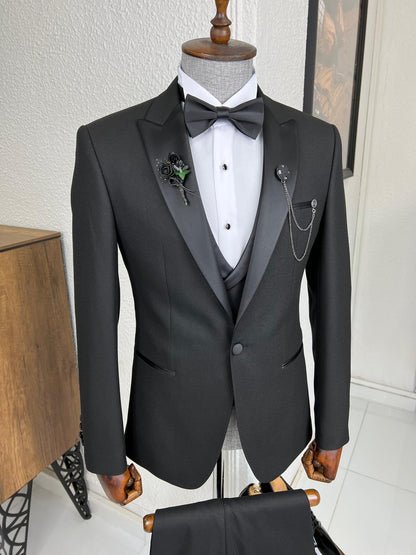 Veneta Slim Fit Dovetail Collared Black Tuxedo