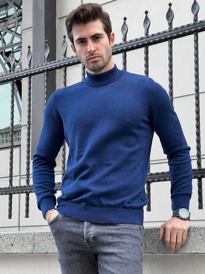 Stefano Slim Fit Sax Turtleneck Sweater