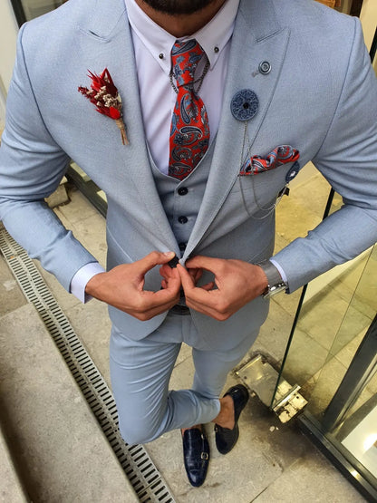Olympia Blue Slim Fit Suit – The Perfect Choice for Every Occasion brabion