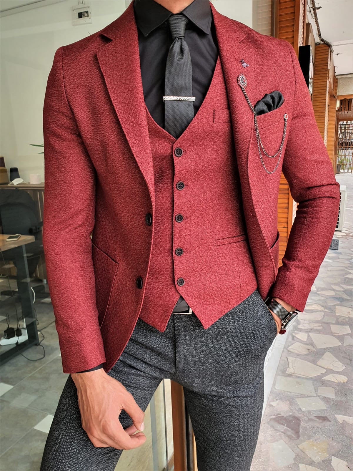 Henderson Claret Red Slim Fit Suit – Elegant Versatility for Every Occasion