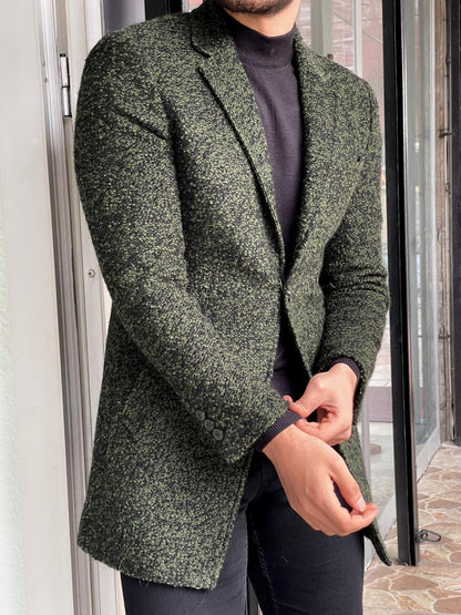 Melbourne Khaki Slim Fit Wool Long Coat