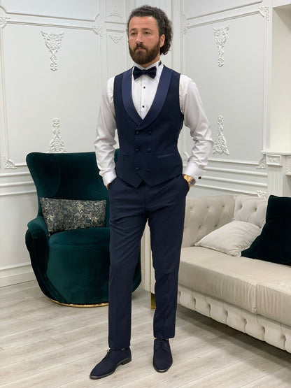 Porto Navy Blue Slim Fit Tuxedo for Timeless Elegance