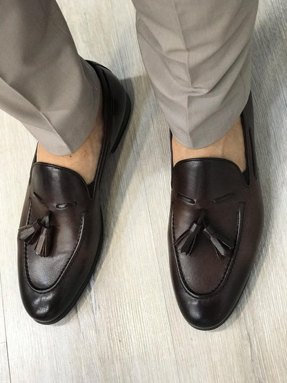 Tassel Leather Dark Brown Loafers – Sophisticated Footwear for Every Occasion