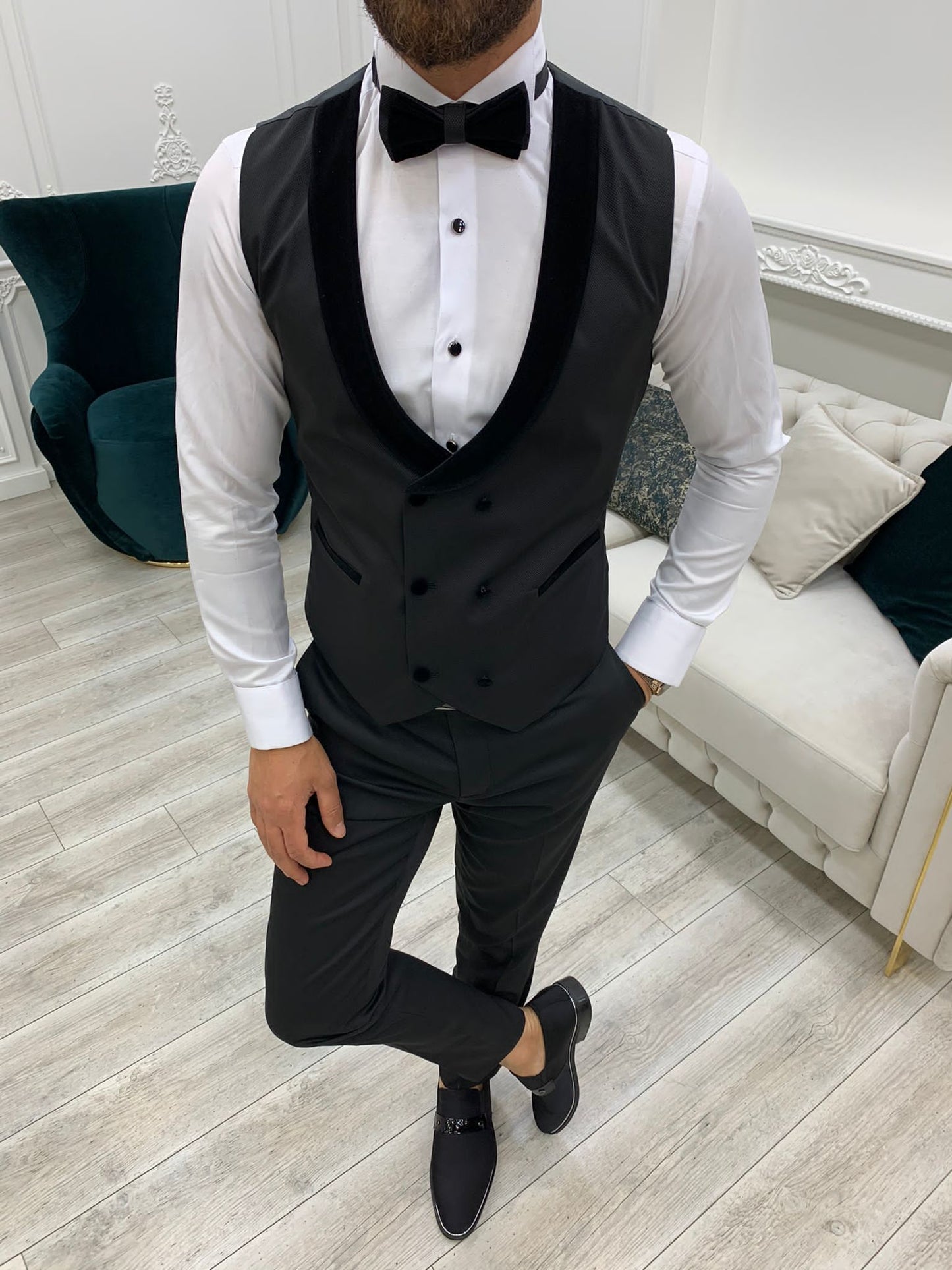 Wilson Black Velvet Shawl Lapel Tuxedo - Elevate Your Formal Attire