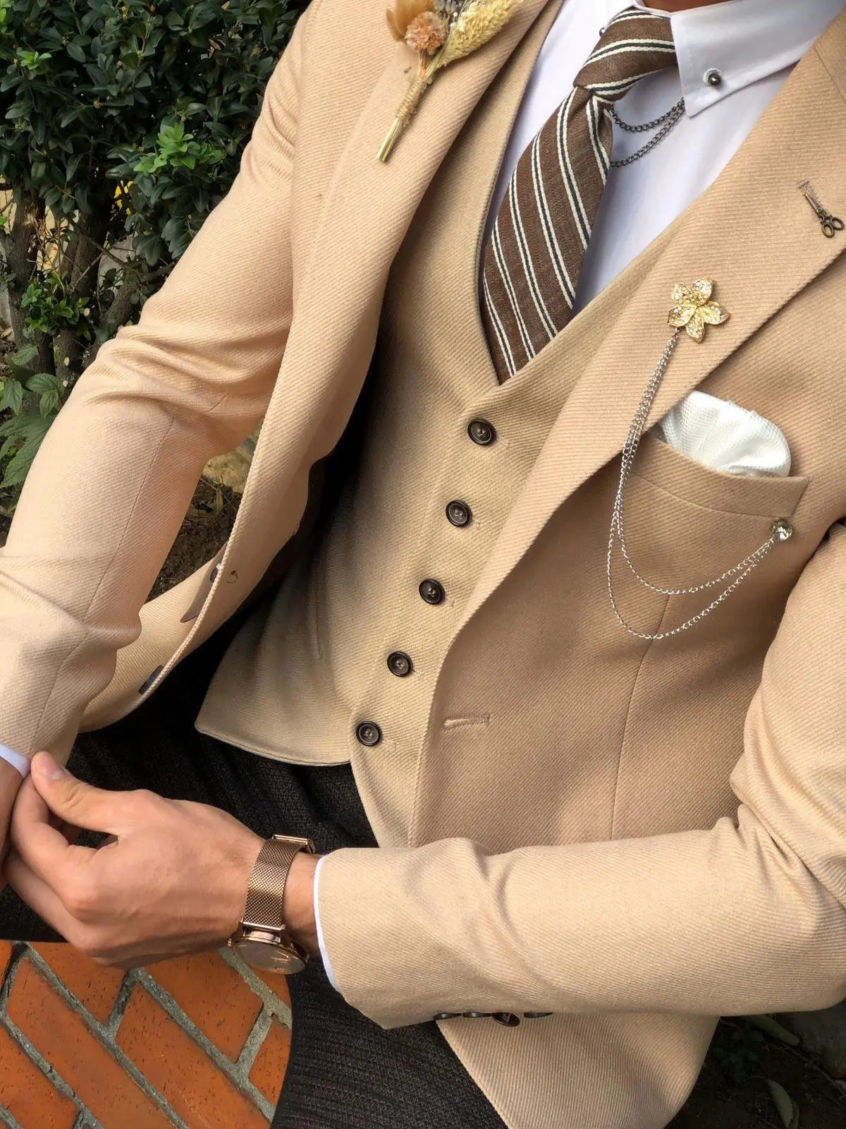Multi Slim-Fit Suit Vest Beige for Effortless Elegance BOJONI