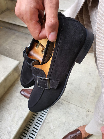 Henderson Black Suede Buckle Loafers: Elegant Comfort for Every Occasion
