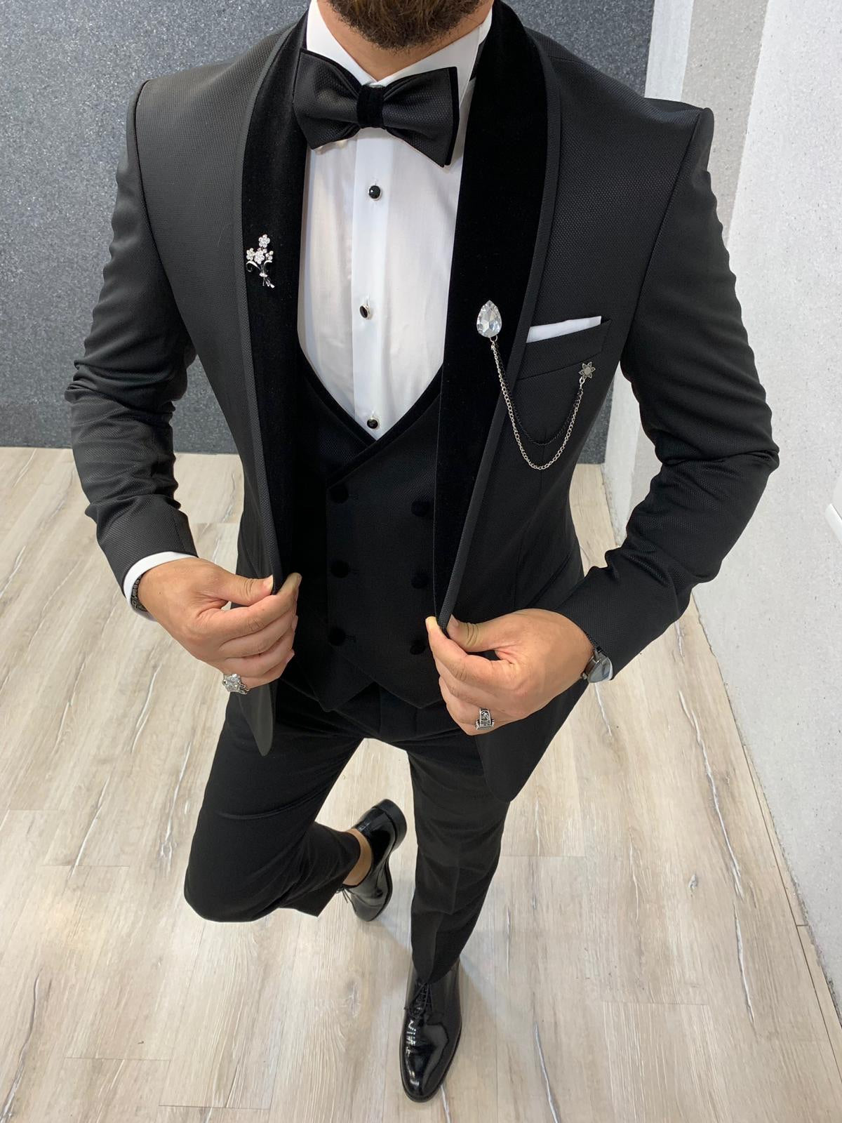 Acacia Black Slim Fit Tuxedo for Men