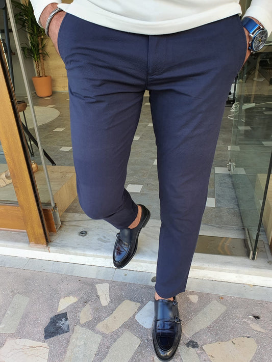 Montreal Navy Blue Slim Fit Cotton Pants for Every Occasion