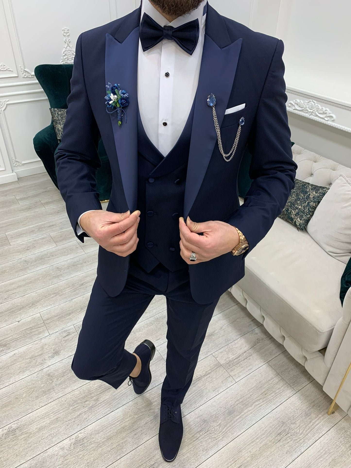 Porto Navy Blue Slim Fit Tuxedo for Timeless Elegance
