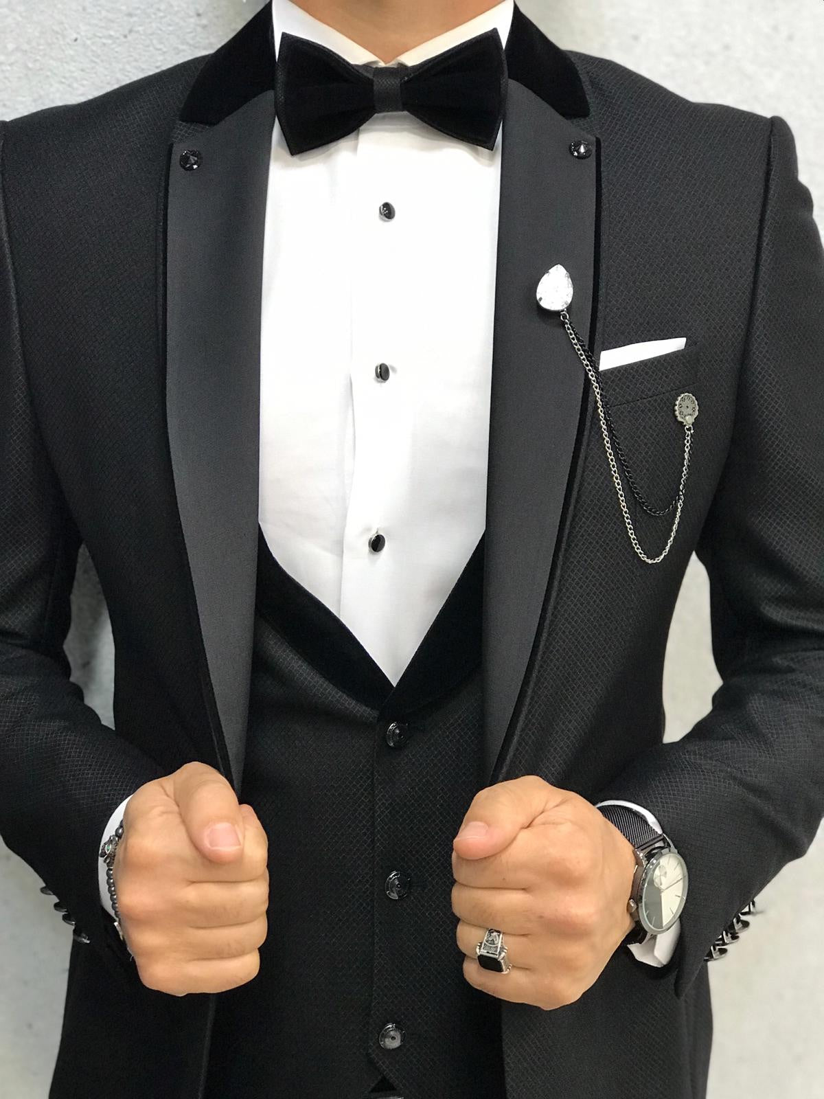 Lazio Black Slim-Fit Tuxedo for Modern Elegance