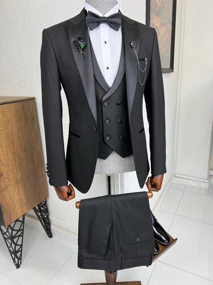 Veneta Slim Fit Dovetail Collared Black Tuxedo