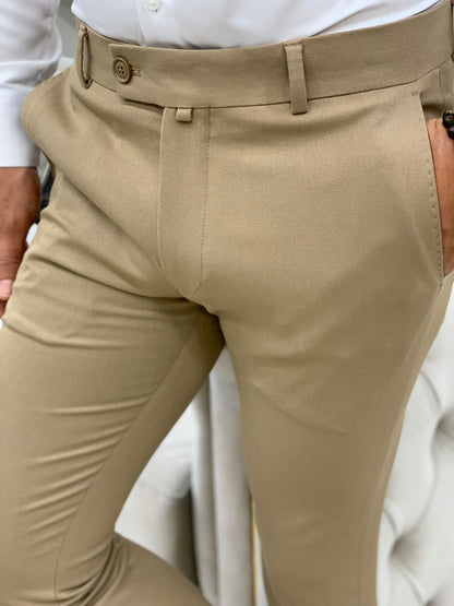 Serra Cream Slim Fit Pants – Elegant Versatility for Every Occasion