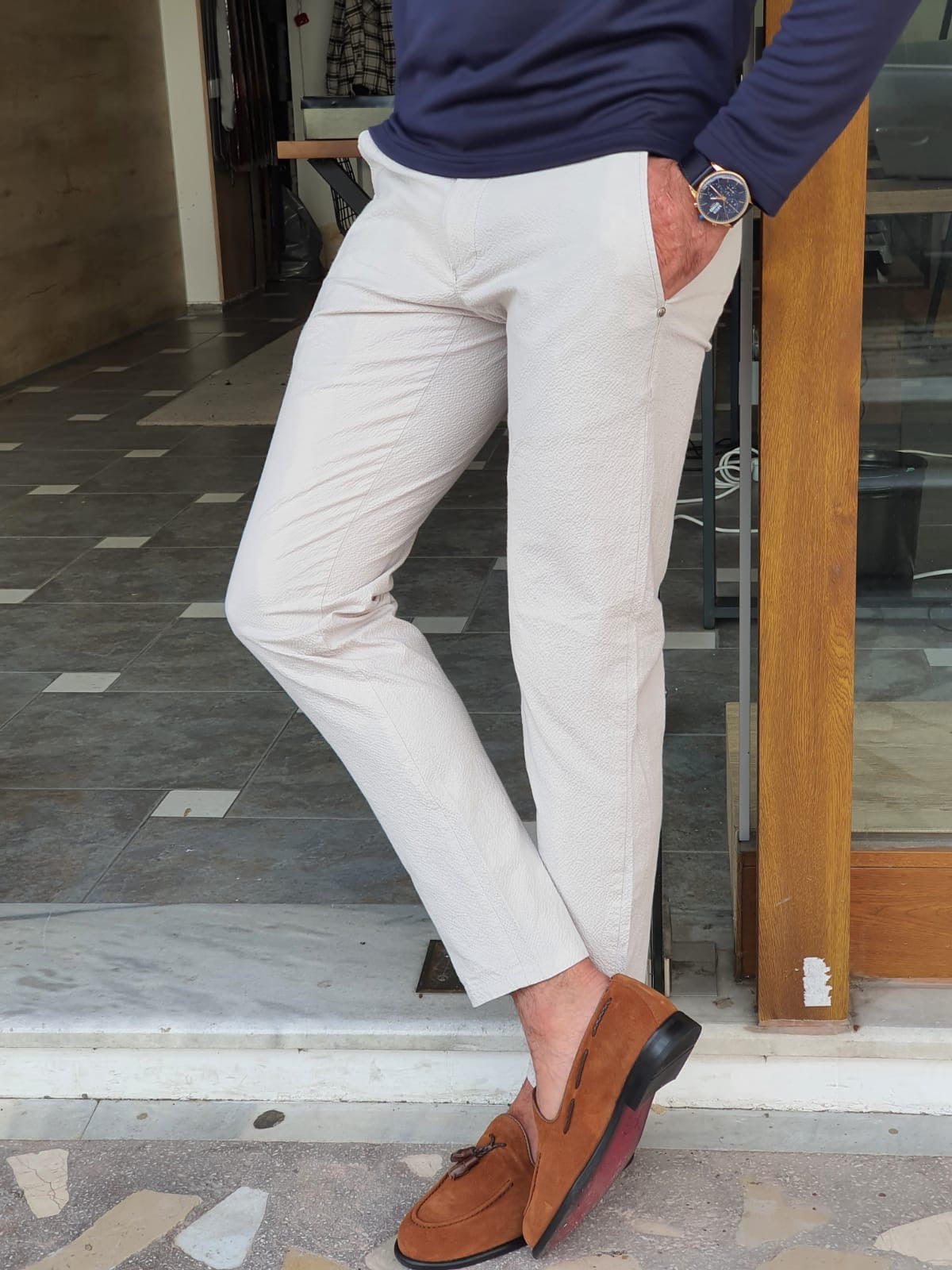 Montreal White Slim Fit Cotton Pants for Ultimate Versatility