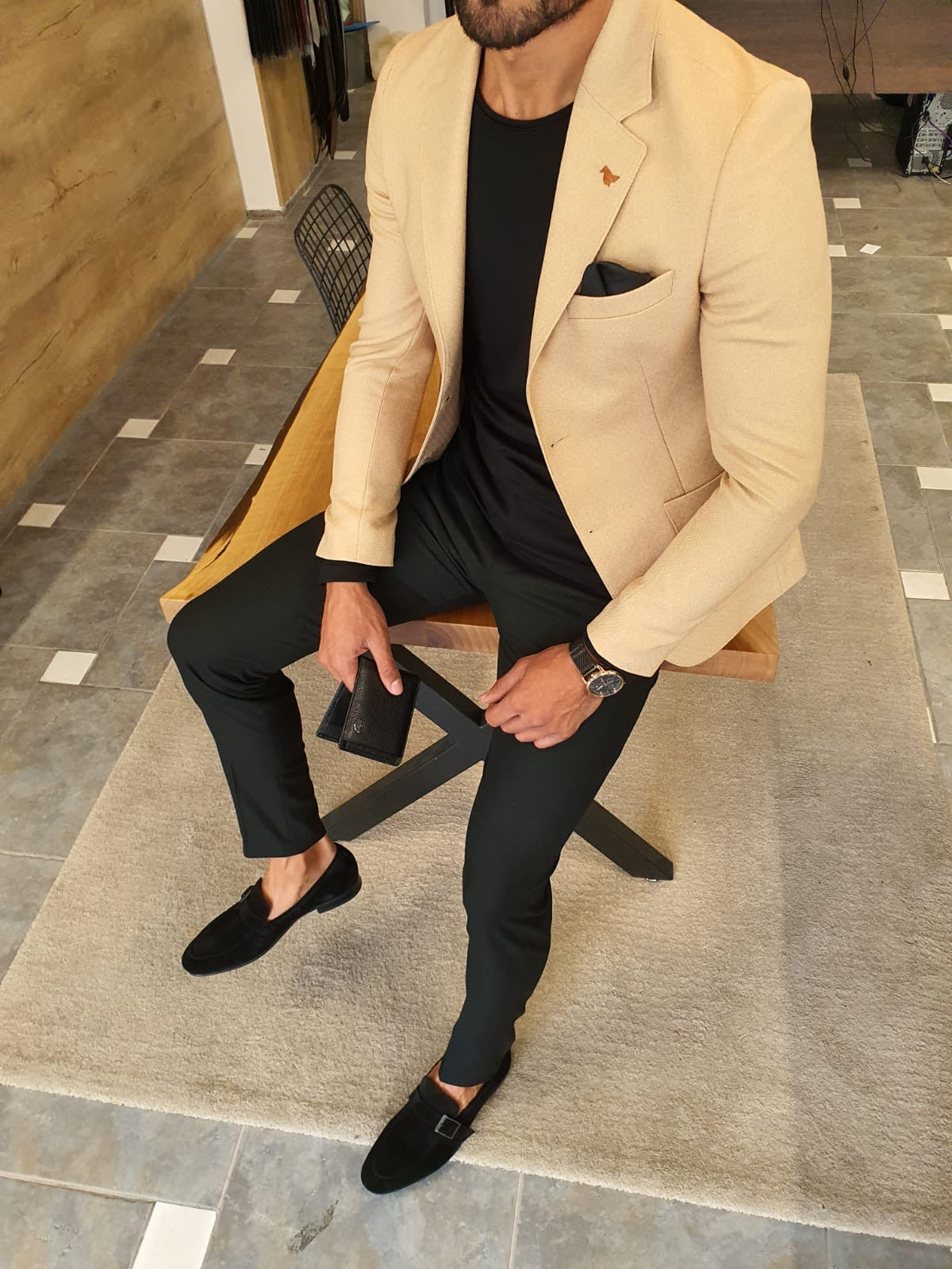 Edmond Beige Slim Fit Blazer - Versatile Elegance for Any Occasion