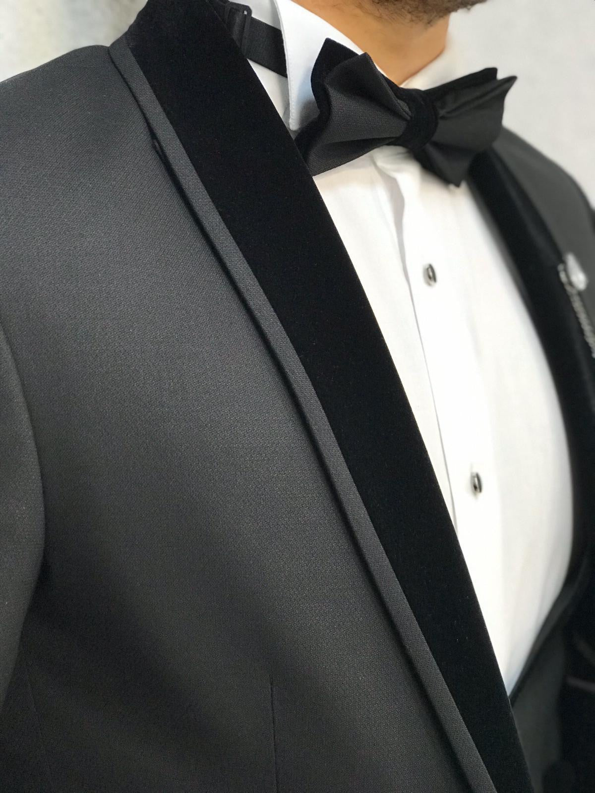 Ventura Black Slim Fit Velvet Shawl Lapel Tuxedo