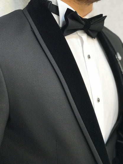 Ventura Black Slim Fit Velvet Shawl Lapel Tuxedo