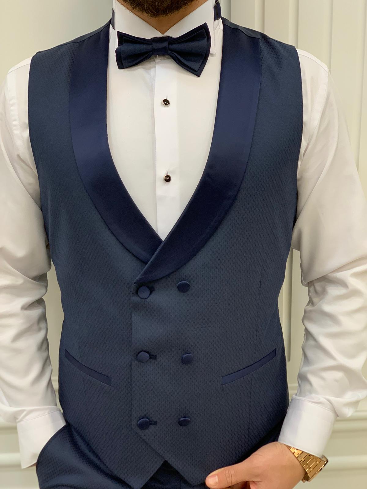 Avion Blue Slim Fit Shawl Lapel Tuxedo