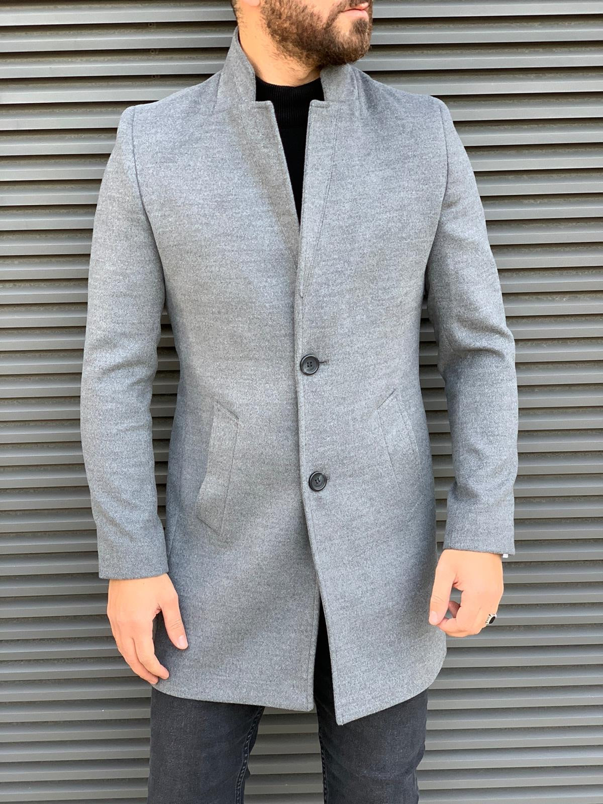 Kenzie Gray Slim Fit Wool Long Coat: Where Style Meets Versatility