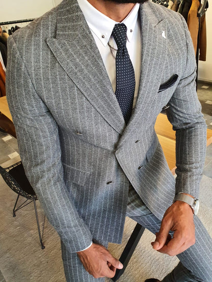 Wellington Gray Pinstripe Double Breasted Suit
