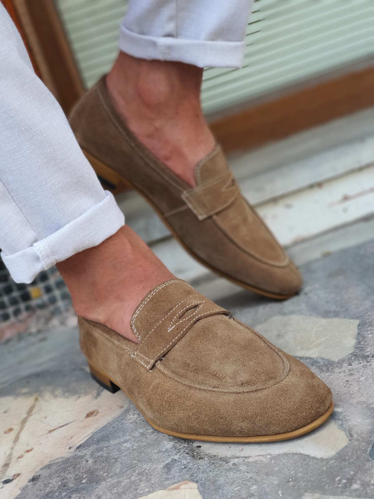 Jackson Beige Suede Penny Loafers