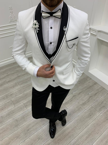 Napoli White Slim Fit Shawl Lapel Tuxedo