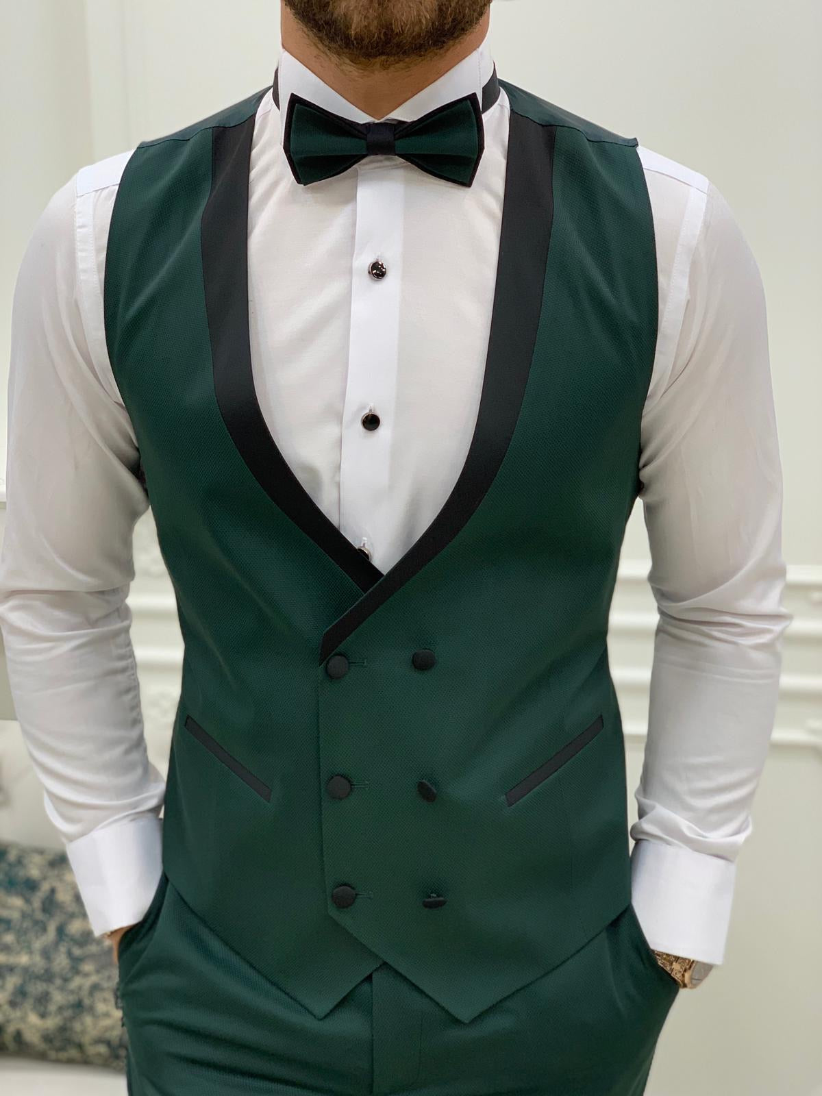 Torino Green Slim Fit Velvet Peak Lapel Tuxedo