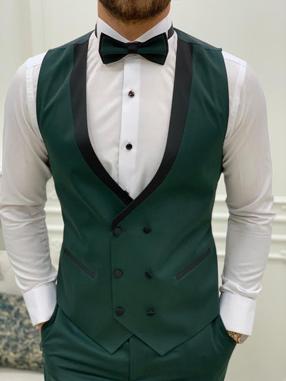 Torino Green Slim Fit Velvet Peak Lapel Tuxedo