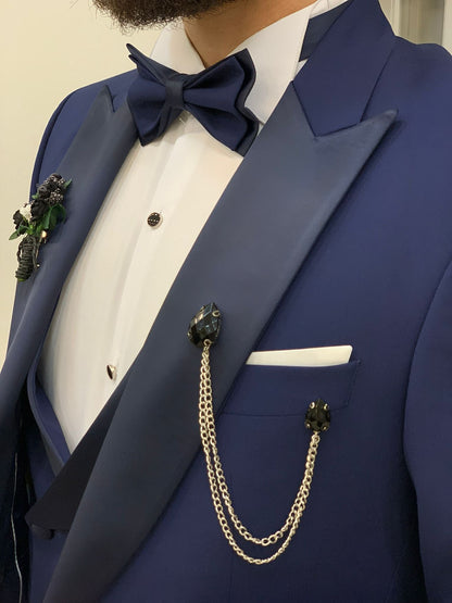 Perris Navy Blue Slim Fit Tuxedo